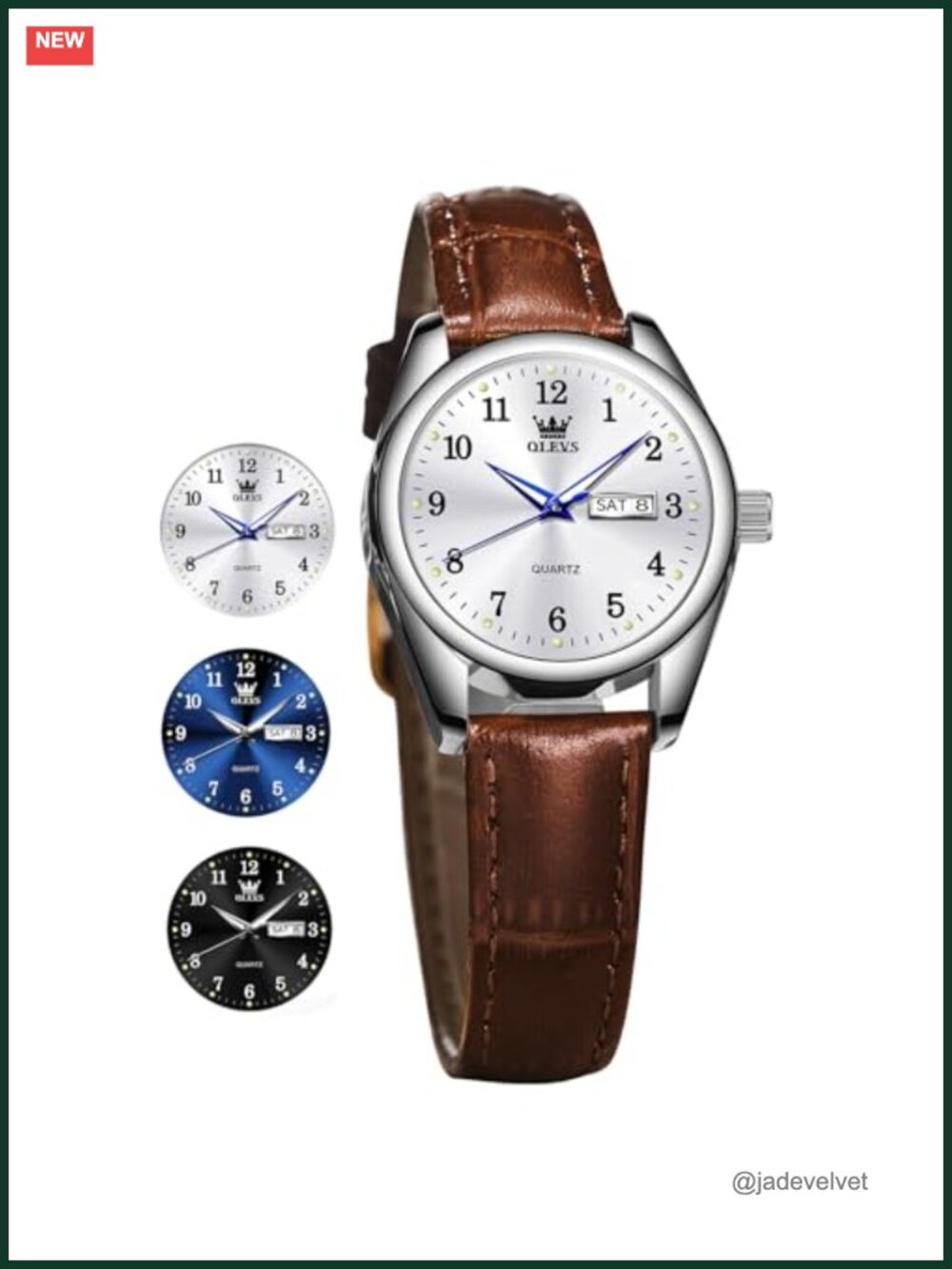 Women's Classic Round Dress Watch Leather Strap Analog Quartz Water Resistant